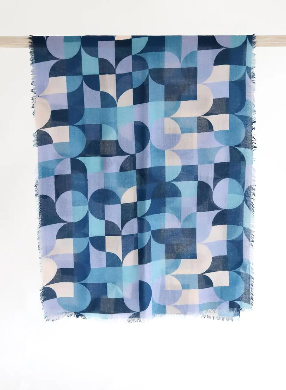 Wollschal Geometric – blau / flieder